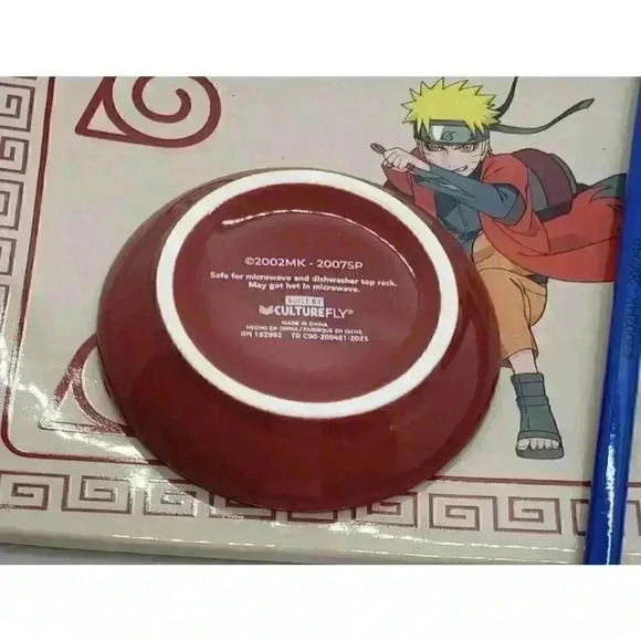 NIB Naruto Shippuden Ceramic Sushi Set Rare Anime Plate Bowl Chop Sticks NEW - Picture 7 of 10